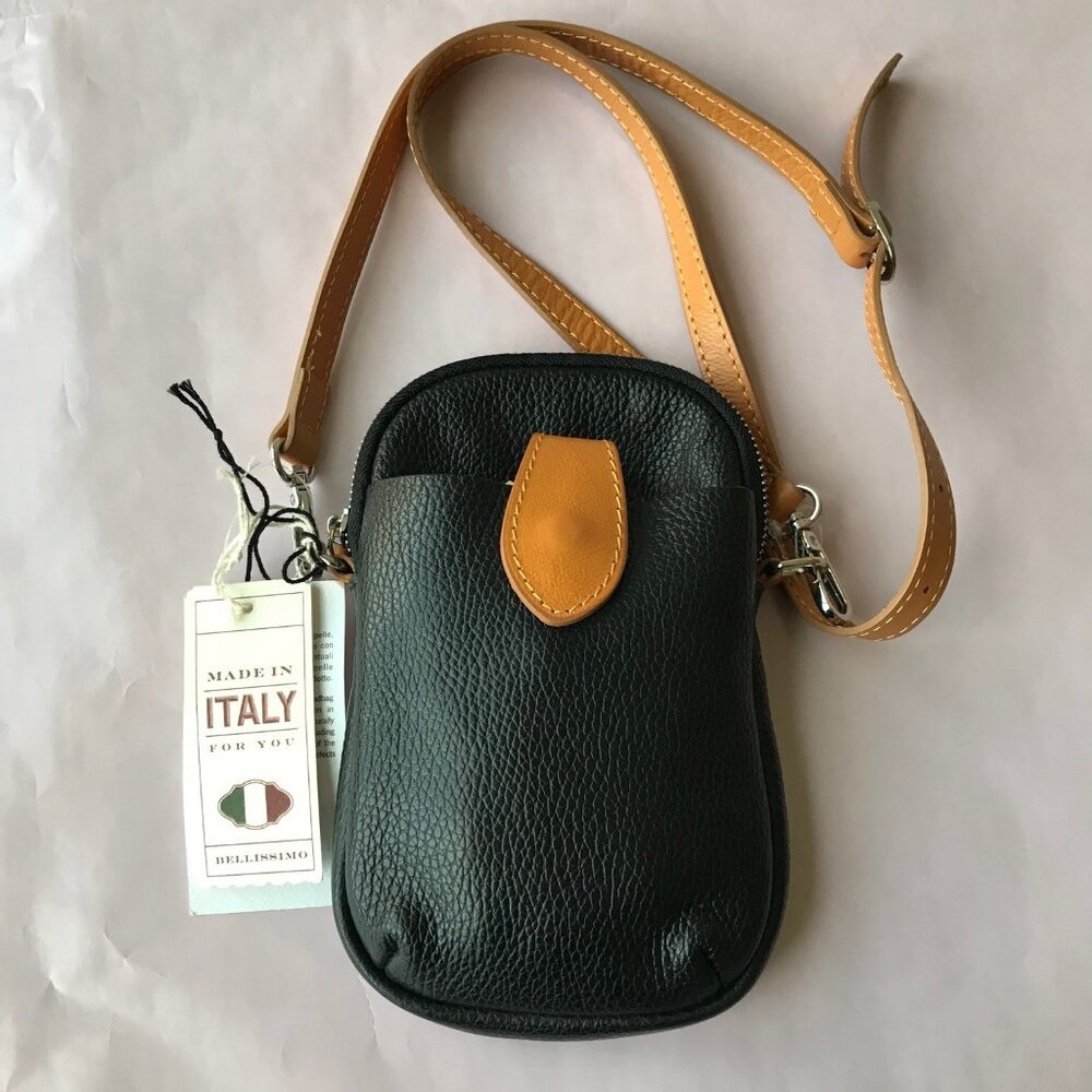 Divina Firenze Italian Genuine Leather Crossbody Black  Made in Italy - Picture 4 of 7